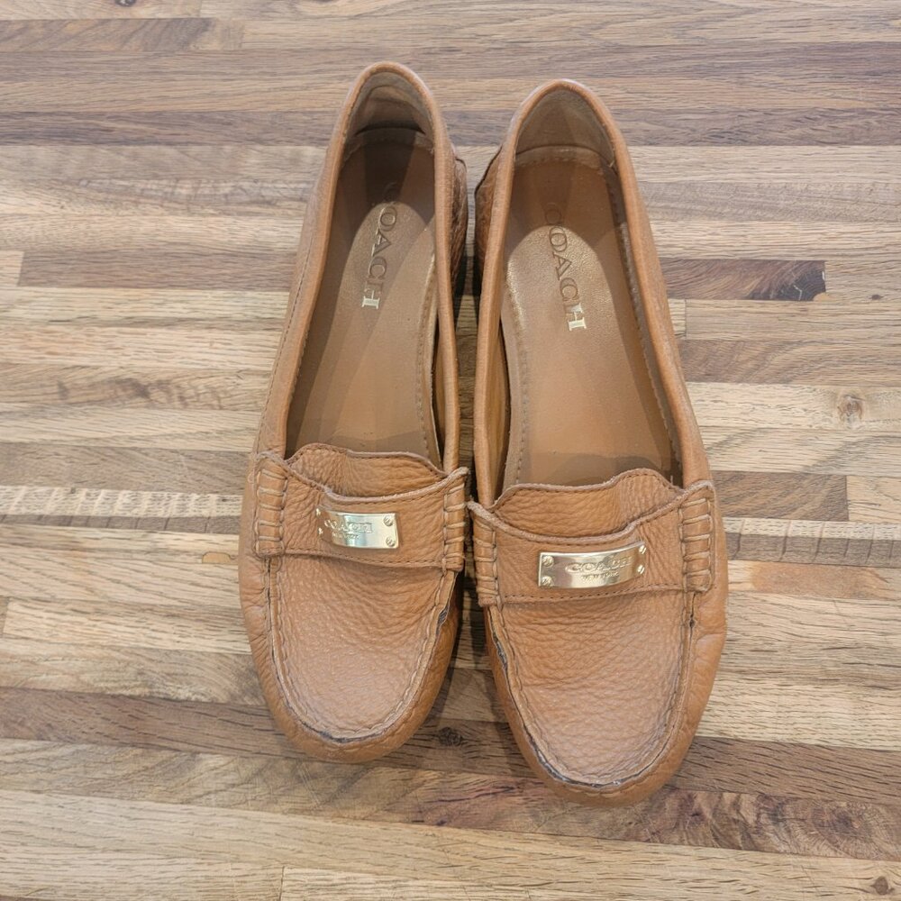 COACH Fredrica Pebble Grain Leather Loafers - Ginger - Picture 2 of 12
